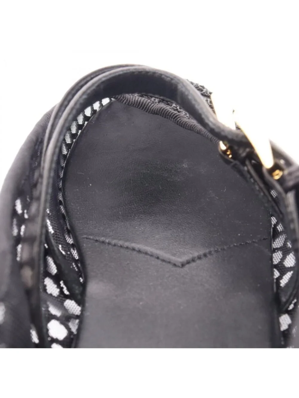 Prada Pumps Macrame Mesh Black Leather Ballet Shoes